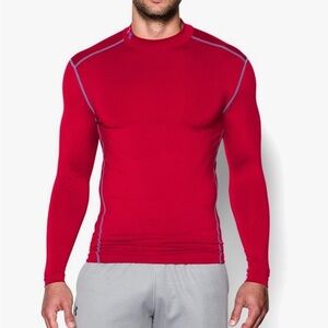 Under Armour Men Red Long Sleeve Cold gear Fitted Shirt Size Small.
